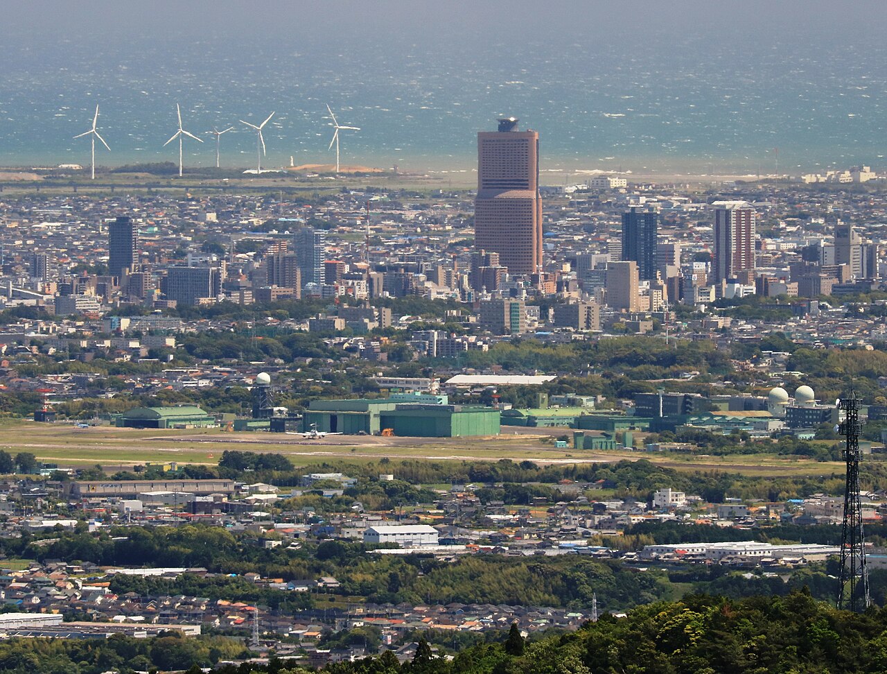 Hamamatsu city skyline from Mount Tonmaku