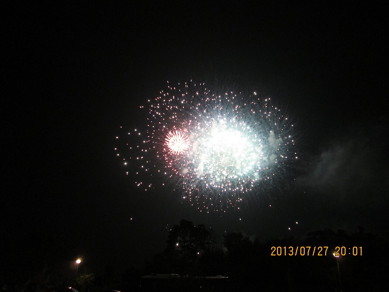 Japanese summer hanabi fireworks display