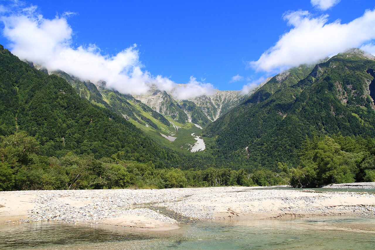 Kamikochi alpine valley with the Hotaka mountain range in the background