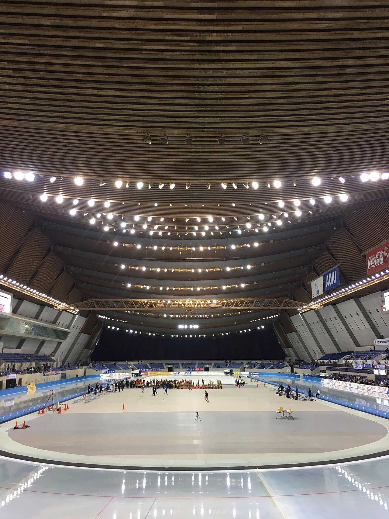 Interior of M-Wave showing the 400m speed skating oval and seating
