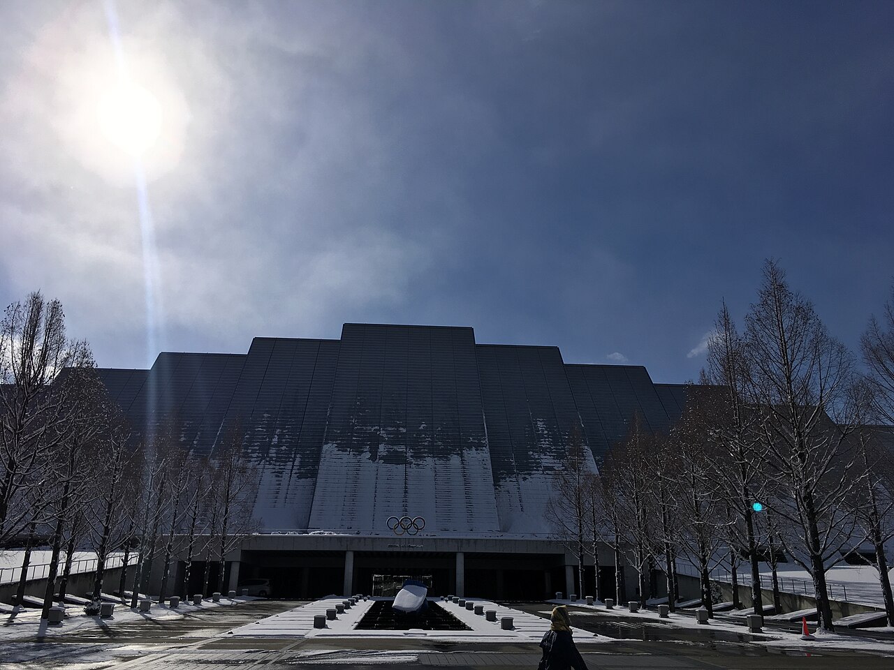 M-Wave north entrance in winter with snow