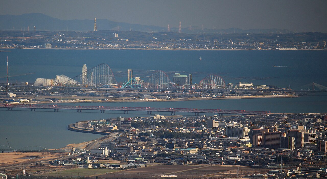 Nagashima Spa Land resort seen from the summit of Mount Tado